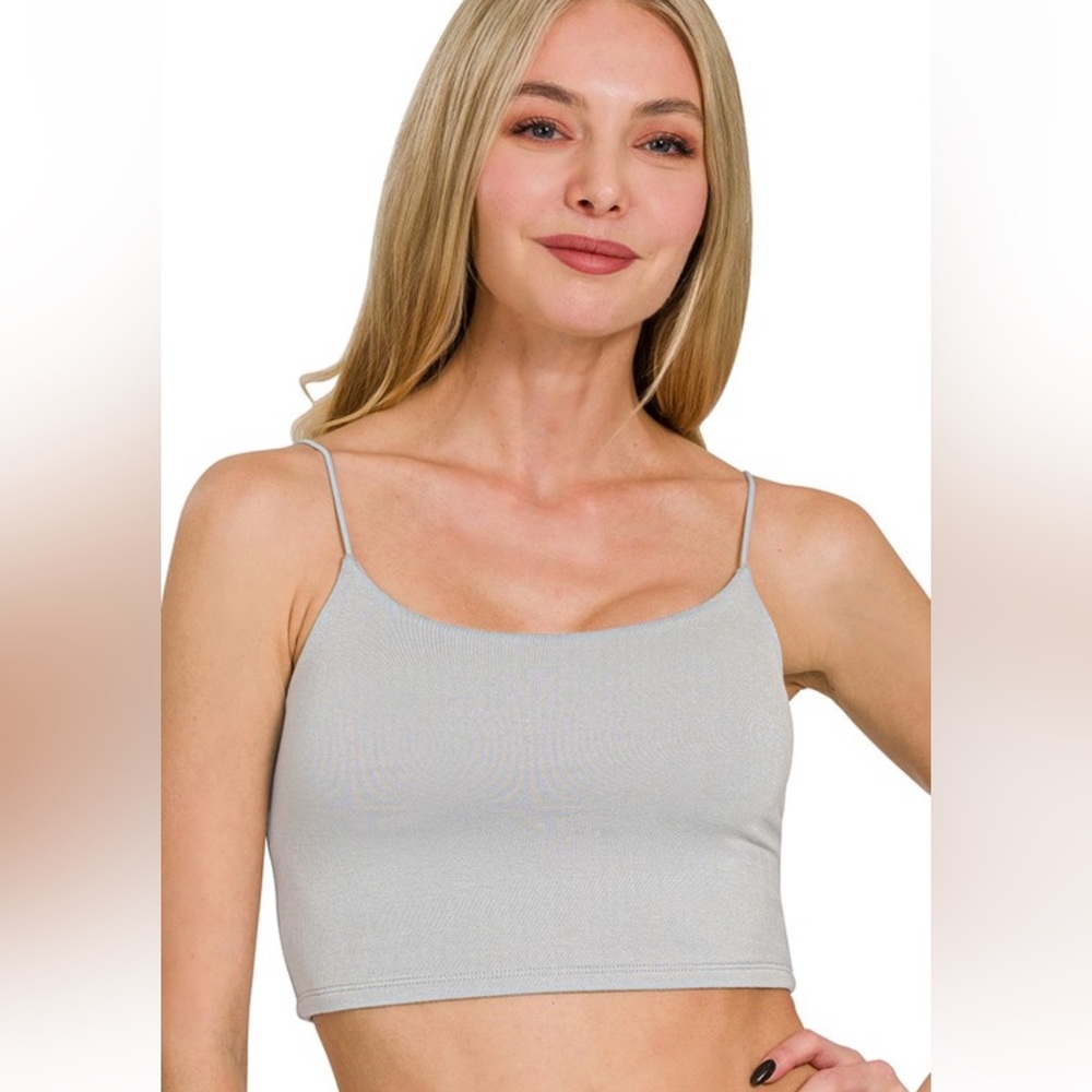 Zenana Gray Double Layered Spaghetti Strap Cami